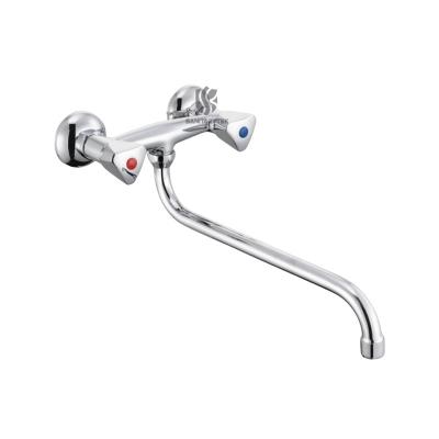 Wall-mounted washbasin-sink mixer, S type swivel spout