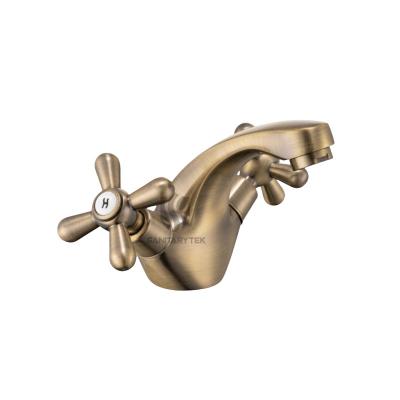 Washbasin mixer crosshead without pop up waste, old bronze